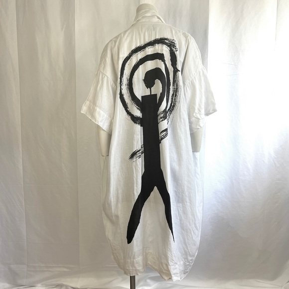 ISSEY MIYAKE IKKO TANAKA DUSTER LINEN VINTAGE JAPON 1996 COLLECTION WOMEN SIZE 6 - Picture 5 of 17